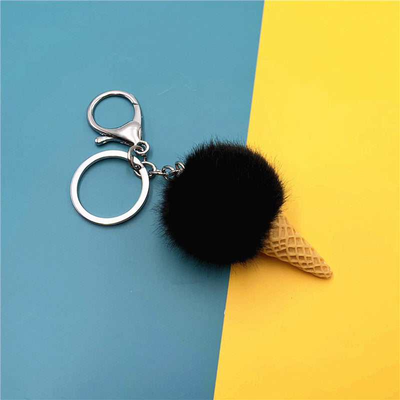 Wholesale Cartoon Fruit Keychain Ice Cream Cone Plush Car Keychain